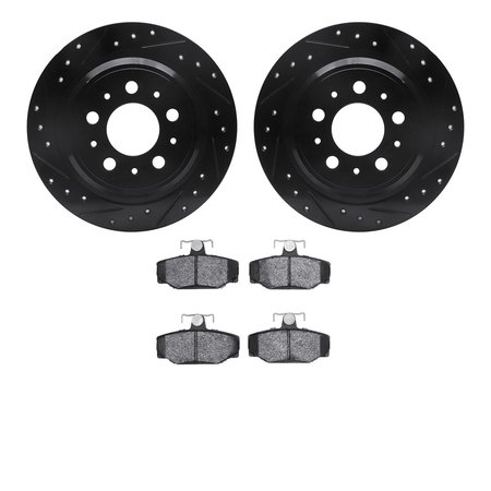 DYNAMIC FRICTION CO 8602-27024, Rotors-Drilled and Slotted-Black with 5000 Euro Ceramic Brake Pads, Zinc Coated 8602-27024